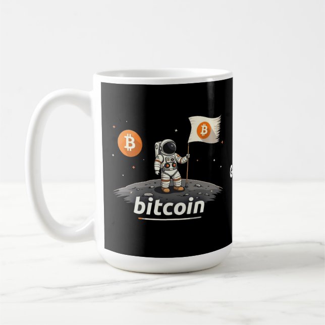Caneca De Café Astronauta da Lua Crypto Bitamt Design BTC (Esquerda)