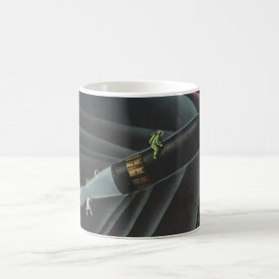 Caneca De Café Astronauta de Ficção Científica Vintage montando u