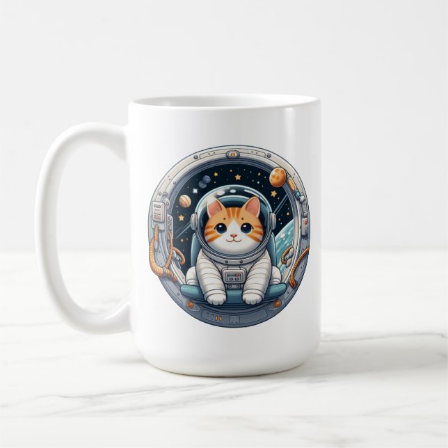 Caneca De Café Astronauta de Gato (Esquerda)