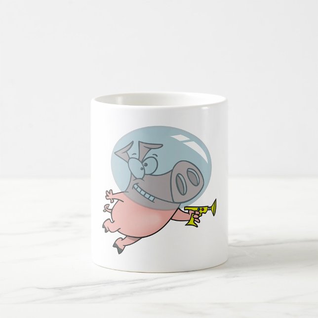 Caneca De Café Astronauta De Porcos Espaciais Com Um Phaser (Criador carregado)