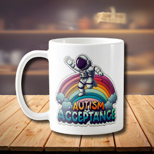 Caneca De Café Astronauta do Arco-Íris Aceitação Autismo