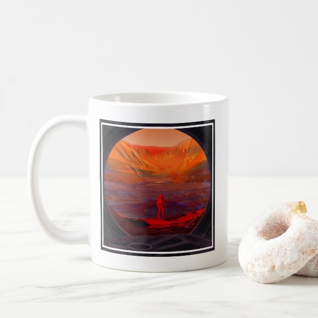 Caneca De Café Astronauta Em Marte (Com Donut)