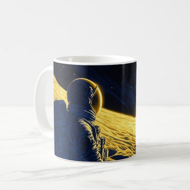 Caneca De Café Astronauta feminino (Frente Esquerda)