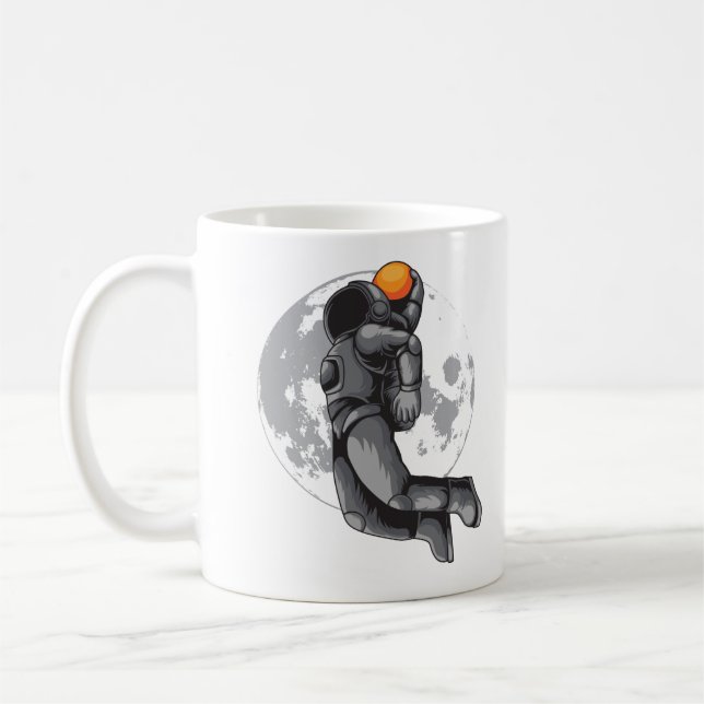 Caneca De Café Astronauta Jogando Basquete (Esquerda)