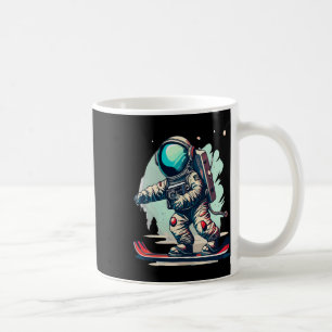 Caneca De Café Astronauta No Snowboard Astronauta Engraçado Esqui