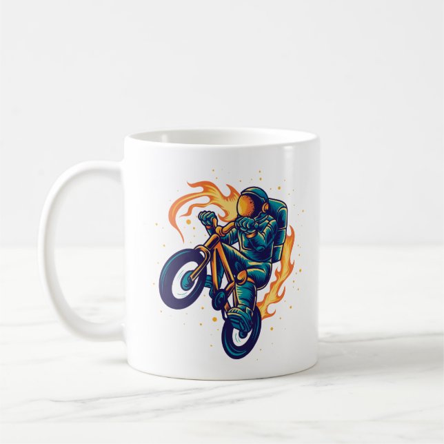 Caneca De Café Astronauta Pilotando uma BMX (Esquerda)