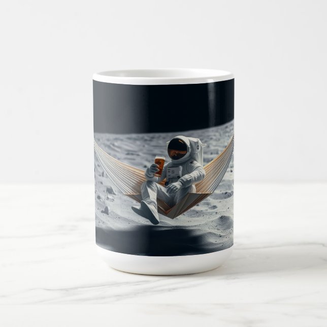 Caneca De Café Astronauta Relaxando com Cerveja na Lua (Centro)