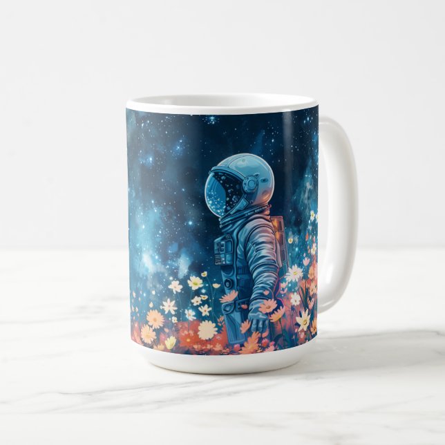 Caneca De Café Astronautas Explorando o Espaço Exterior (Frente Esquerda)