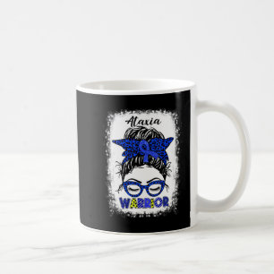 Caneca De Café Ataxia Warrior Messy Bun Blue Ribbon Mulheres Atax