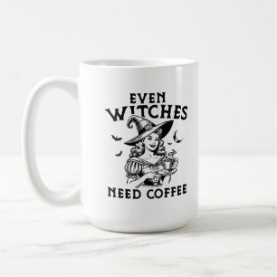 Caneca De Café "Até As Bruxas Precisam De Café" Bruxa Engraçada