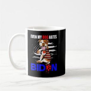 Caneca De Café Até Meu Cachorro Odeia Biden USA Flag Pitbull T Sh