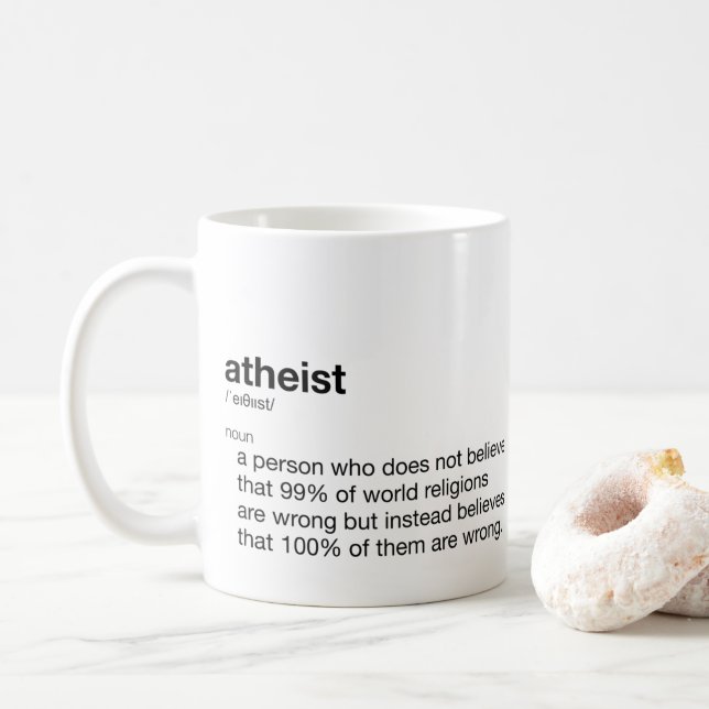 Caneca De Café Ateísta Engraçado Definição para o Dia Ateísta (Com Donut)