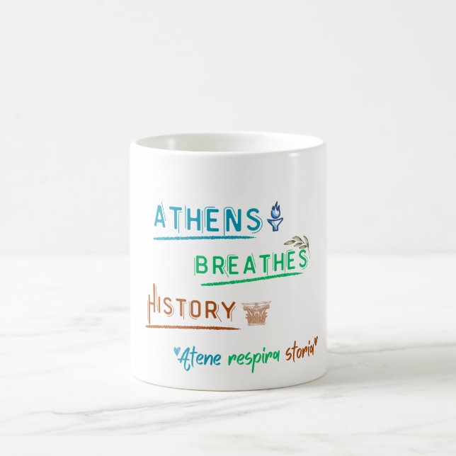 Caneca De Café Atenas Respira História - Arte Viagem bilíngue (Centro)