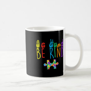 Caneca De Café Atenção ao Quebra-cabeça de Linguagem de Sinais de