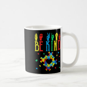 Caneca De Café Atenção ao Quebra-cabeça de Linguagem de Sinais de