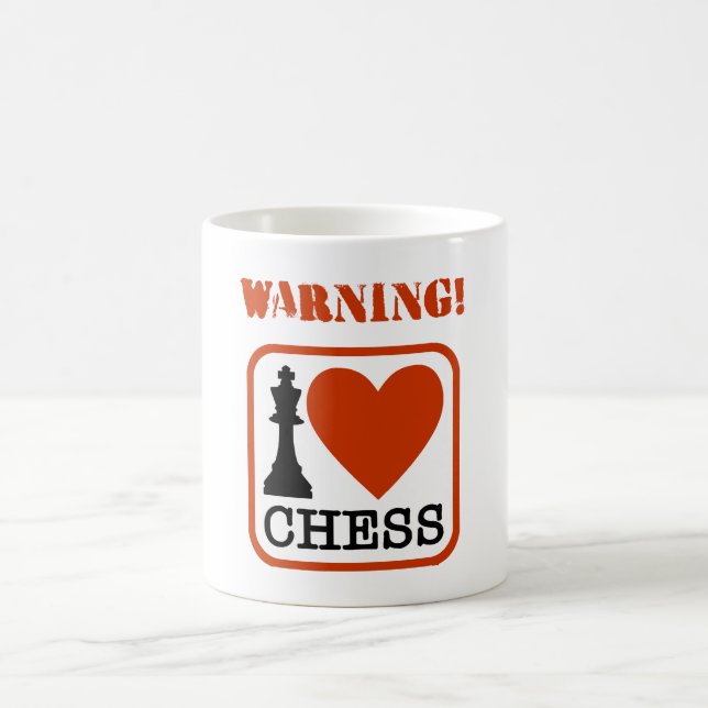 Caneca De Café Atenção! Eu amo xadrez (Centro)
