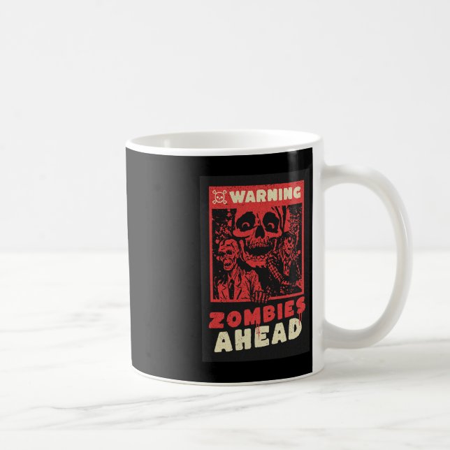 Caneca De Café Atenção Zombies Figurino de Halloween (Direita)