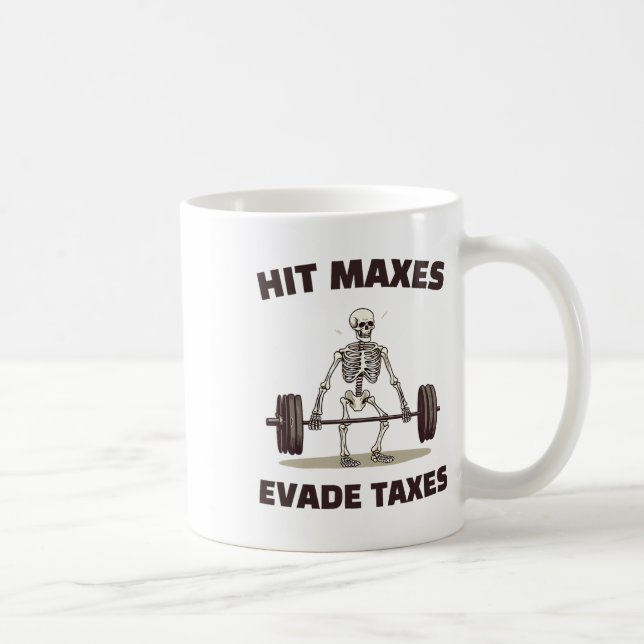 Caneca De Café Atingir Máximos Evita Impostos Piada Academia Musc (Direita)