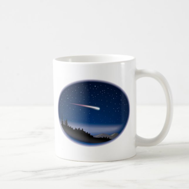 Caneca De Café Atirando Estrela Sobre Paisagem Noturna (Direita)