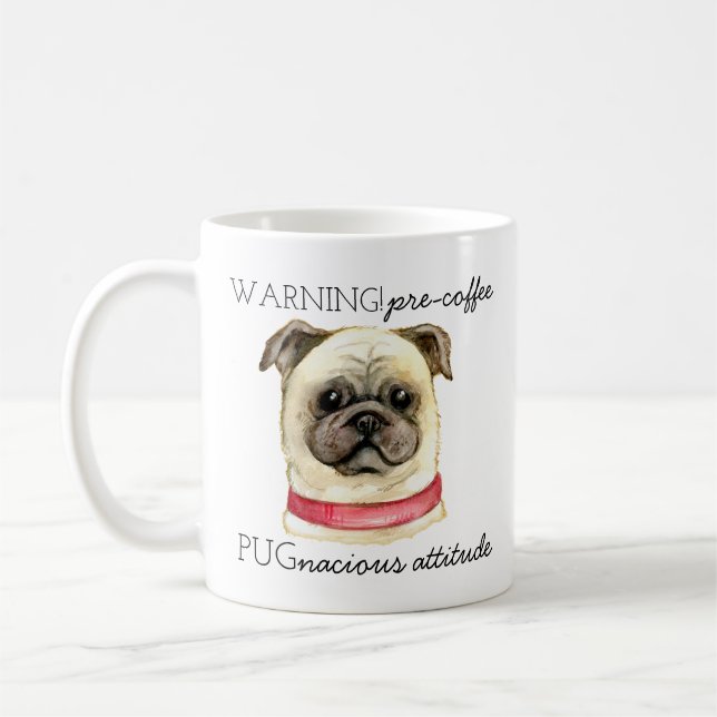 Caneca De Café Atitude Pugnazista Pré-Café com Pug (Esquerda)