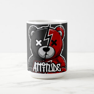 Caneca De Café Atitude Urso Dividido Tédio X-Olhos Grafite