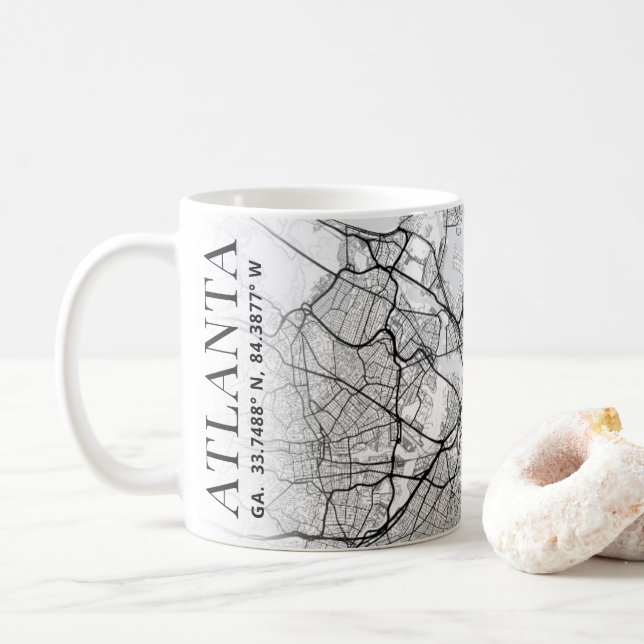 Caneca De Café Atlanta, mapa da cidade da Geórgia | Café Mug (Com Donut)