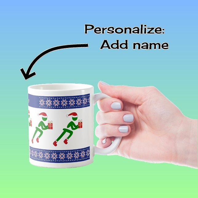Caneca De Café Atletas de natal de nome personalizado (Criador carregado)