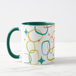 Caneca de Café Atom Age Retro Sparkle de Meados do