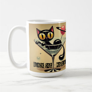Caneca De Café Atomic Futuristic Space Age Black Cat Martini