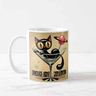 Caneca De Café Atomic Futuristic Space Age Black Cat Martini