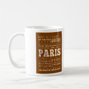 Caneca De Café Atrações & lugares famosos de Paris, France.