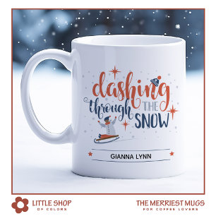 Caneca De Café Atravessando a Neve com Estilo Natal de Trineo de 