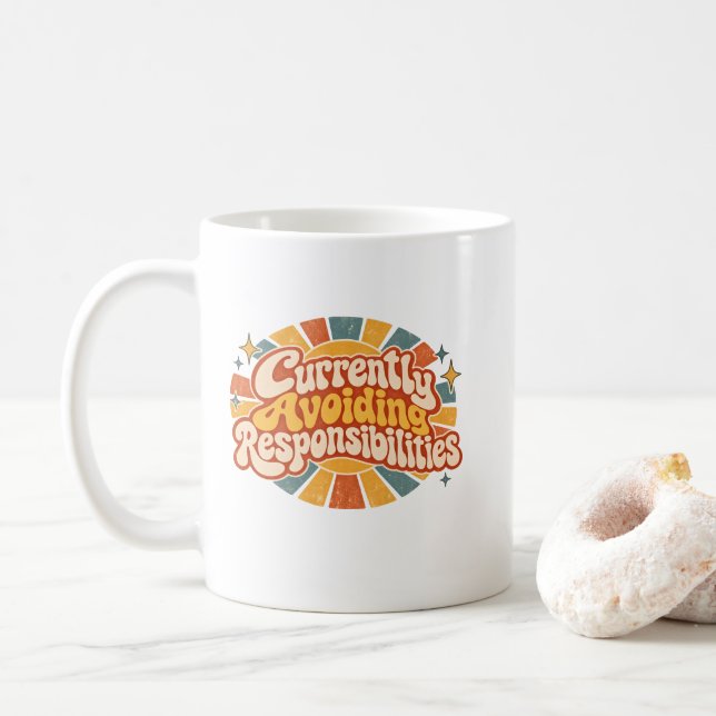 Caneca De Café Atualmente Evitando Responsabilidades Engraçado Re (Com Donut)