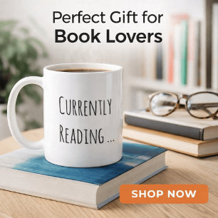 Caneca De Café Atualmente Lendo… Amante de Livros Minimalista