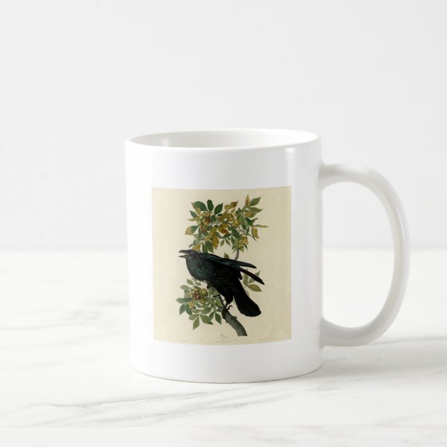 Caneca De Café Audubon Raven Bird Classic Trabalho de arte (Direita)