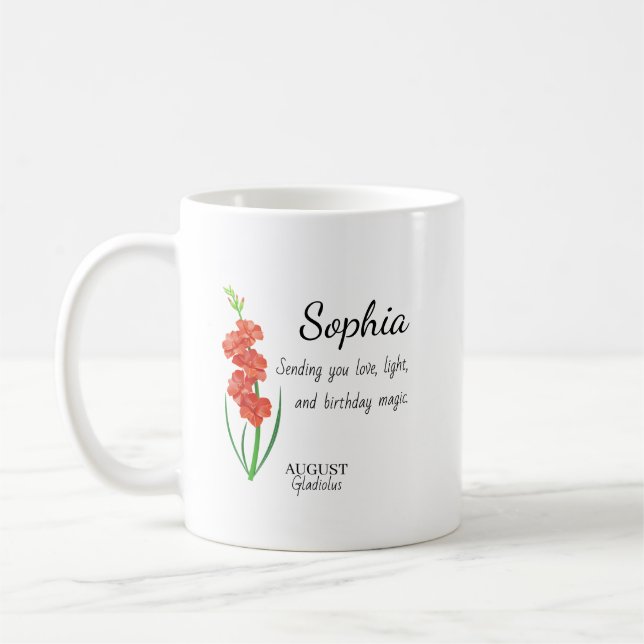 Caneca De Café August Gladiolus Personalized Birthday (Esquerda)