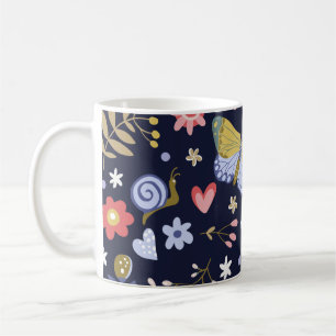 Caneca De Café Aumentar As Flores Positivas E A Borboleta Colorid