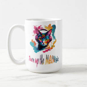 Caneca De Café Aumente o meowsic - a melhor música de gato colori