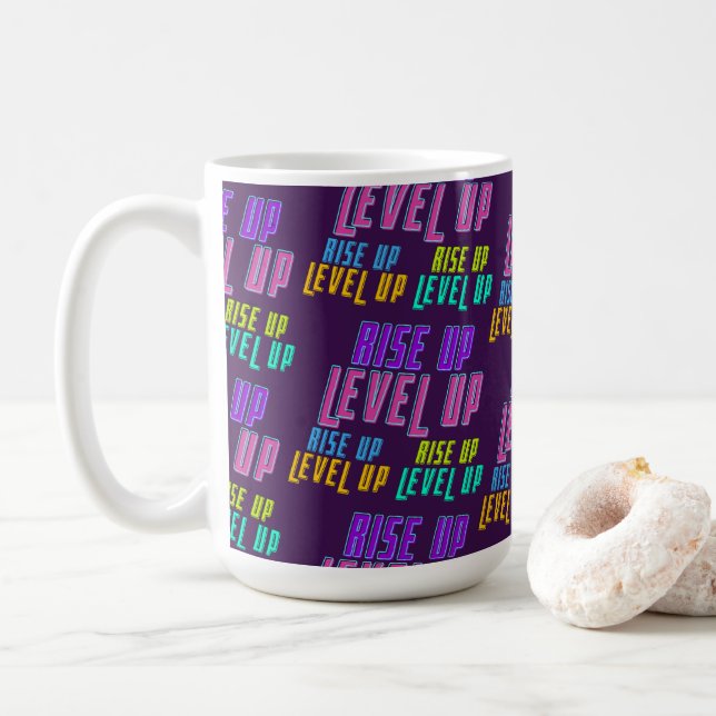Caneca De Café Aumente o nível para cima - Cotação positiva (Com Donut)