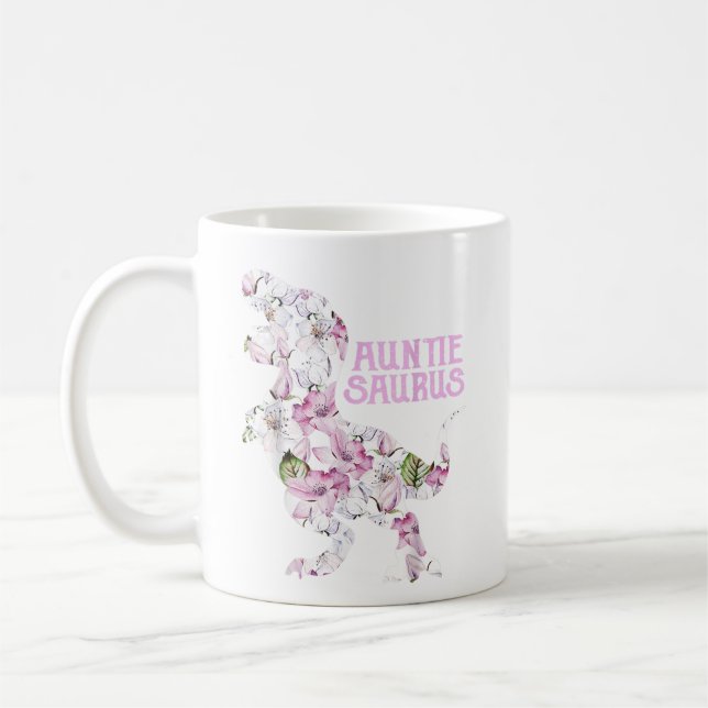 Caneca De Café Auntie Dinosaur Floral Fllower Apresente   (Esquerda)