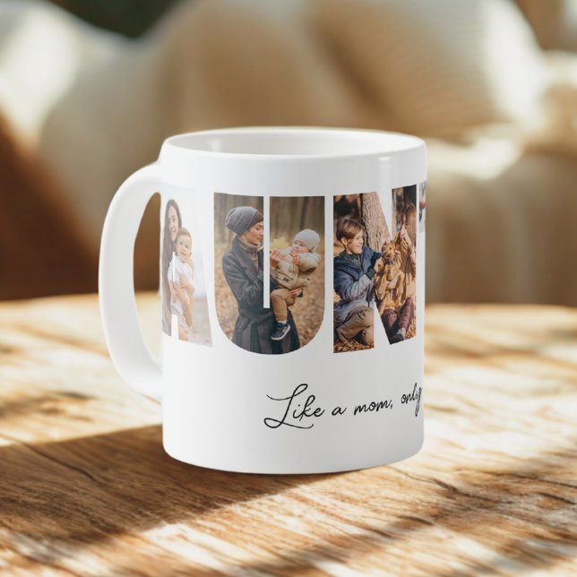 Caneca De Café Auntie Photo Collage Mug para tias (Criador carregado)