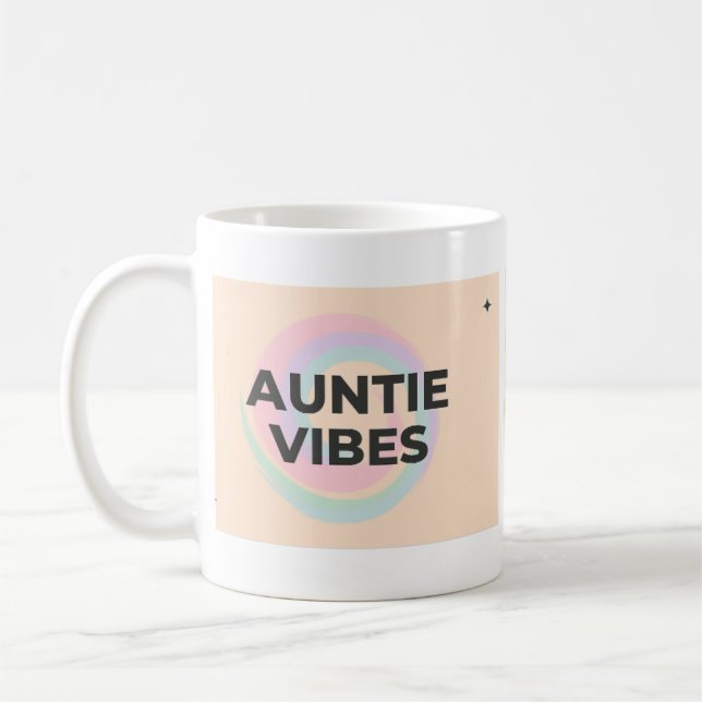 Caneca De Café Auntie Vibes Mug – Pastel Abstract Aesthetic (Esquerda)