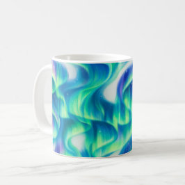 Caneca De Café Aurora Boreal Padrão Abstrato Luzes do Norte
