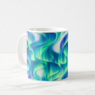 Caneca De Café Aurora Boreal Padrão Abstrato Luzes do Norte