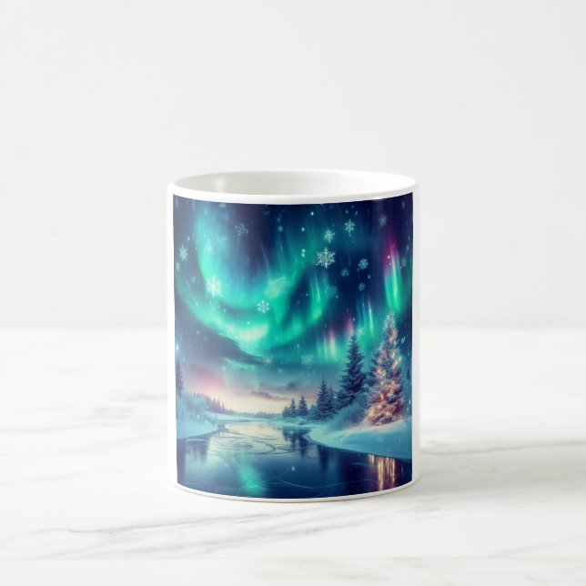 Caneca De Café aurora borealis/Natal/Inverno (Centro)