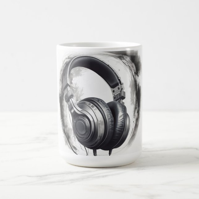 Caneca De Café Auscultadores - Trabalho de arte de Música (Centro)