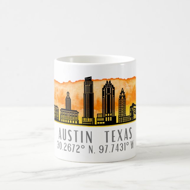 Caneca De Café Austin Skyline Latitude (Centro)