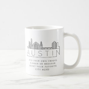 Caneca De Café Austin, Texas Estilizou Skyline   Slogan Personali