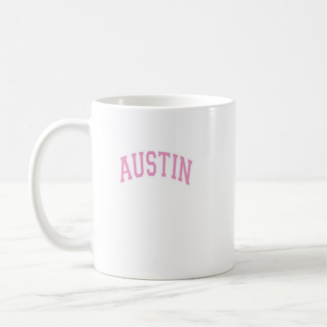 Caneca De Café Austin Texas Tx Varsity Estilo Cor-de-Rosa (Esquerda)
