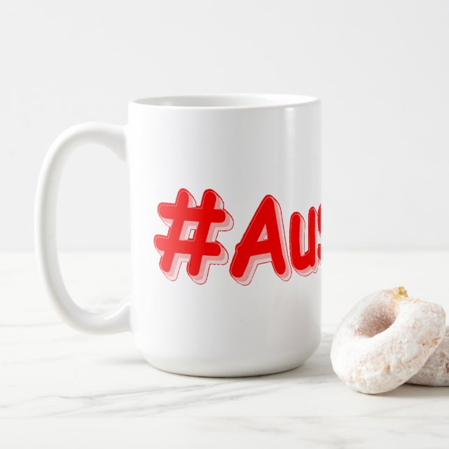 Caneca De Café "#Austrália" Design. Comprar Agora (Com Donut)